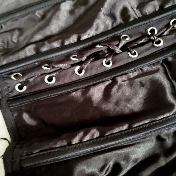 Y2K Vintage Blue Black Satin Strappy Spotted Animal Print Coset - Picture 16 of 17